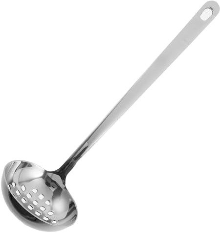 Mestolo Forato in Acciaio Inox Grande, per Zuppa e Pentola Calda | Capacità Ampia, Finitura Argento, Resistente al Calore e Profonda, Uso Quotidiano in Cucina e Servizio