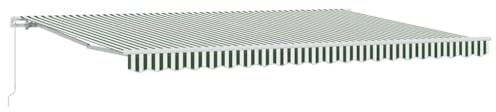 Tmriohed Tenda da sole retrattile con braccio articolato, 500 x 300 cm, per terrazza e giardino, protezione solare manuale con manovella, telaio in alluminio, a righe verdi e bianche, fissaggio a