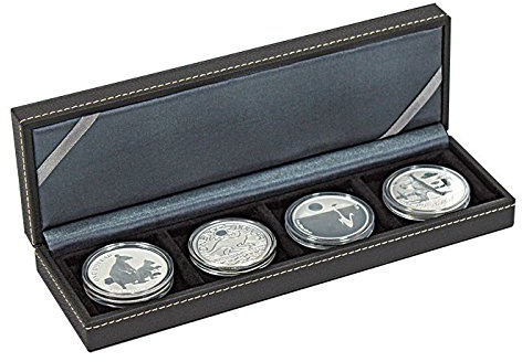 LINDNER Das Original NERA Münzkassette S mit 4 quadratischen Fächern für Münzen/Münzkapseln bis Außen-Ø 52 mm