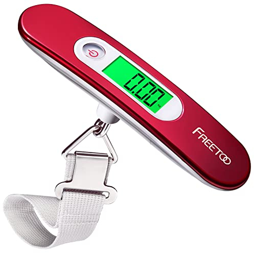 FREETOO Luggage Scale Portable Digital Weight Scale for Travel Suitcase Weigher with Tare Function 110 Lb/ 50Kg Capacity Red