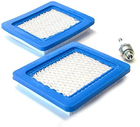HURI 2 Luftfilter + Zündkerzen passend für Briggs & Stratton 3-5 PS Quantum 625 650 675 Ersetzt 491588 399959 491588S Wolf 2058411, Champion RJ19LM / NGK B2LM