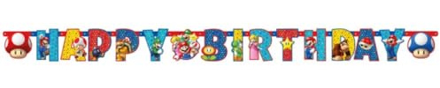 Festone snodabile Happy Birthday personalizzabile 190 x 18 cm Supermario