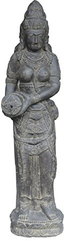 Korb-Outlet Wasser-speier Frau mit Krug Steinguss/stehende Teich-Figur Shiva 123cm / Skulptur für Haus, Garten und Brunnen