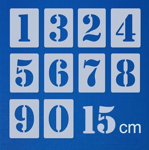 Zahlenschablone Nr.05 | Zahlenhöhe 15cm | 1 Satz Zahlen 0-9 | 10 einzelne Schablonen | Malerschablone | Wandschablone