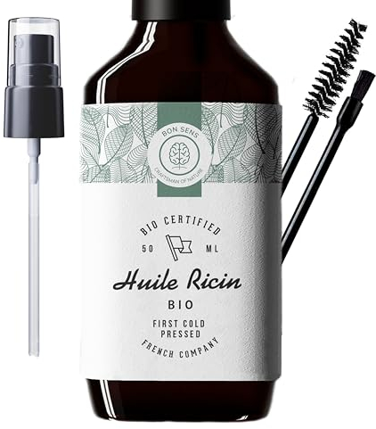 50ml Huile de Ricin Bio, Pressée à froid, Pure - Soin 100% Naturel stimule et fortifie la pousse des cheveux, barbe, cils, sourcils, ongles, cuticules et peau