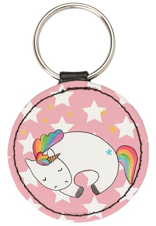 Mr. & Mrs. Panda Rund Schlüsselanhänger Einhorn Nacht - Geschenk, Taschenanhänger, Einhorn Deko, Glücksbringer, Träume, Unicorn, Einhörner,