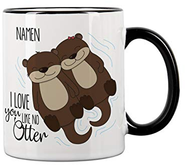 Herz & Heim® Personalisierte Tasse mit Namen - I love you like no Otter - tolles Geschenk für Valentinstag