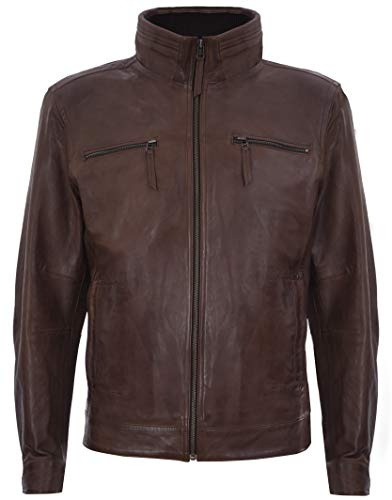 Infinity Leather Giacca da Moto da Uomo in Pelle Marrone Brando 2XL
