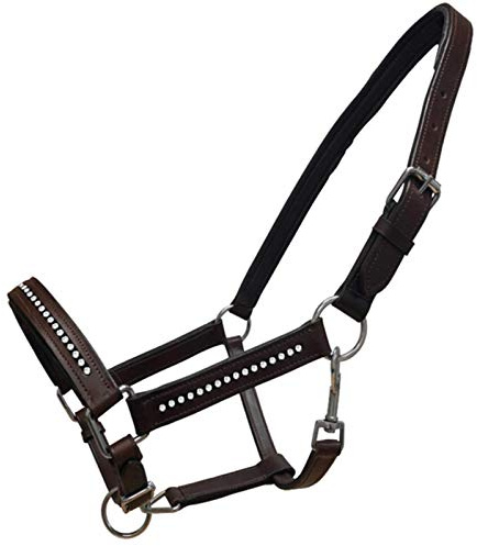 White Horse Equestrian Shetland - Extra Full Soft Leather Halter Diamante Stable Yard Padded Adjustable Headcollar Sold Seperately