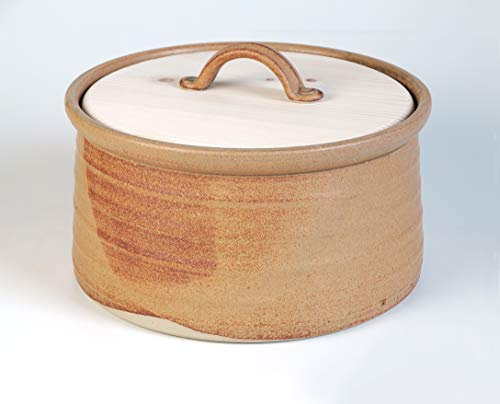 M – Brottopf für die kleinere Familie, gelb-braun, Keramik/Holz, für ein bis vier Personen