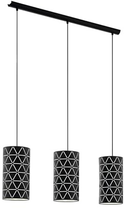 Eglo Lámpara colgante Ramon, lámpara de techo de 3 luces | lámpara suspendida de acero en negro y blanco, lámpara para mesa de comedor, lámpara de salón con casquillo E27