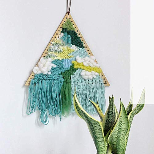 WLVG Mehrfarbige Makramee-Wandbehang, Boho Chic Bohemian Handmade Tapestry Triangle Gewebte Wandkunst Nordic Home Wanddekoration-a 24,5x35cm