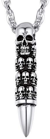 Richsteel Collar con Calaveras Forma Pistola Colgante Collar de Acero Inoxidable