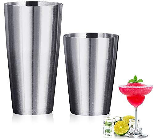 GOLRISEN Shaker da cocktail in acciaio inox, set da bar Boston shaker da cocktail 700 ml + 500 ml, set da cocktail per principianti professionisti baristi bar feste (argento)