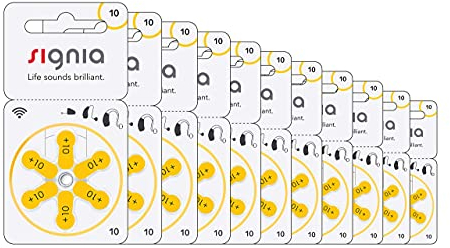 Signia Lot de 60 piles auditives 1,45 V Taille 10, Pile 312 : alimentation longue durée pour votre appareil auditif