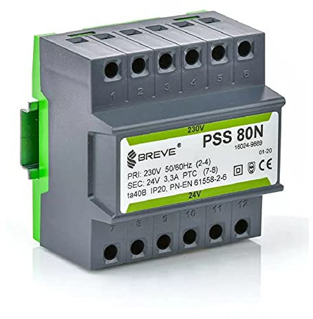 Transformador monofásico PSS 80N 230/24V IP30 en riel DIN TH-35