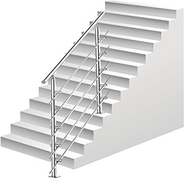 Jiubiaz Treppengeländer Edelstahl 80cm mit 5 Querstreben Innen und Außen Handlauf Geländer für Brüstung Balkon