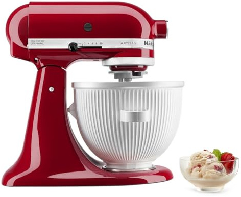 KitchenAid Ice Cream Maker Attachment for Stand Mixer, 2 Quart, KSMICM, White