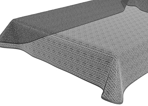 BEAUTEX Tokio Weichschaum Tischdecke mit Paspelband, Garten, Balkon, Terrasse, Camping - Größe und Farbe wählbar - Oval 140x180 cm, Anthrazit
