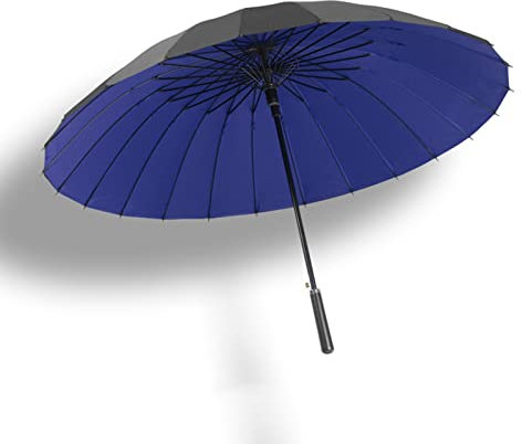 YIDAX Gerader Regenschirm, Großer Automatischer Open Stick Regenschirm, 24 Rippenwinddurchdrungenweg Für Männer Frauen,Blau