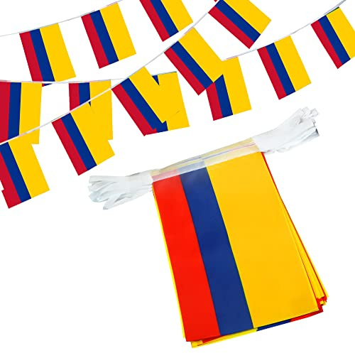 Anley Colombie Chaîne Drapeau Fanion Bannières, Événements Patriotiques 20 Juillet Fête de l'Indépendance Colombienne Décoration Sports Bars - 33 Pieds 38 Drapeaux