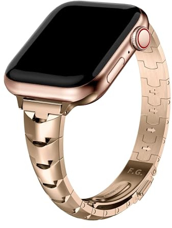 Fullmosa Kompatibel mit Apple Watch Armband SE 40mm 41mm 38mm 42mm für Damen Frauen, Schlankes Metall Armband Slim Edelstahlarmband für iWatch SE Serie 10 9 8 7 6 5 4 3 2 1, Roségold