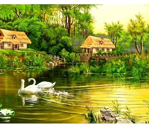TOCAVE Malen nach Zahlen Ölgemälde nach Zahlen Bilder von Zahlen Baum Landschaft DIY Zeichnung Leinwand handgemalt Ölgemälde Frühling Ernährung Landschaft Home Dekoration 40x50cm