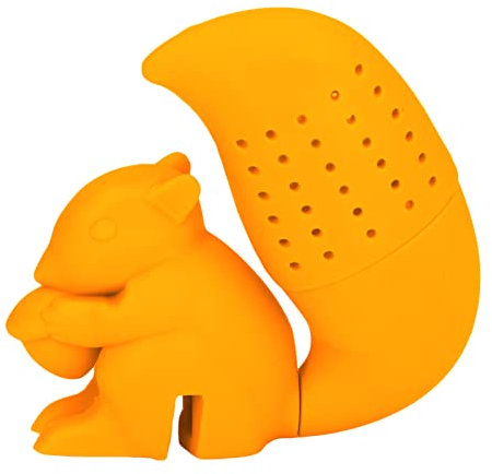 Silicone Tea Infuser, Reusable Squirrel Shape Tea Strainer Loose Leaf Tea Filter Diffuser for Tea Lovers (Orange)