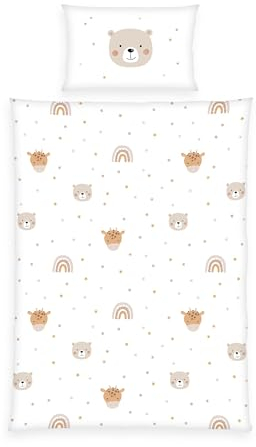 Herding babybest Parure de lit d'hiver Little Friends, Taie d'oreiller 40 x 60 cm avec rabat hôtel, Housse de couette 100 x 135cm, Avec fermeture éclair, 100% coton/flanelle, Twin