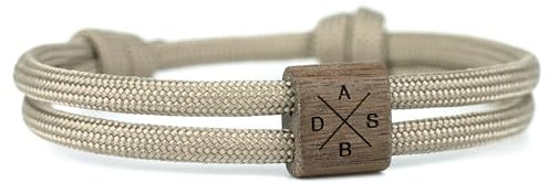 KOMIMAR Holz HUA MUA Familien Armband in vielen Farben - Personalisiert Initialen persönliche Gravur Glücksbringer Geschenkidee Treibholz Gravurarmband Familienarmband