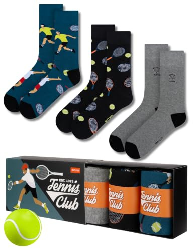 soxo Sport Chaussettes Homme Fantaisie Cadeau Drole Chaussette Cadeaux Hommes Cadeau Idee 40-45 Tennis 3 Paires