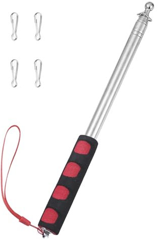 Difounmas 8.2ft Telescopic Handheld Flagpole with Clips Handheld Telescopic Pole Tour Guide Flag Pole Extendable Portable Flag pole for Tourist Guide Camping Travelling Teaching (red)