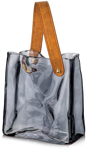 Hollyone 17cm Thickened Glass Vase for Flowers, Black Flower Vase for Room Decor Aesthetic, Unique Vases with Handle for Wedding, Living Room, Mantel, Shelf, Home Decor, Bedroom, Kitchen Decorations