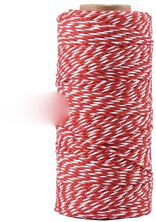 Corda di cotone da 1,5 mm Corda di cotone bicolore Spago artigianale Tessili per la casa Confezione regalo Decorazioni natalizie-Rosso e bianco