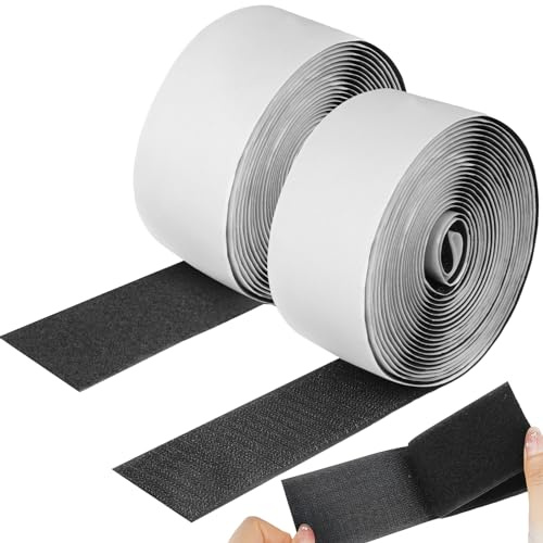 Klettband Selbstklebend 5mx50mm, Extra Stark Schwarz Doppelseitig Klebende | Extra Starke, Klebstark & rückstandsfrei, Vielseitig Schwarz Klettverschluss für Teppiche, Vorhänge, Fliegengitter & DIY