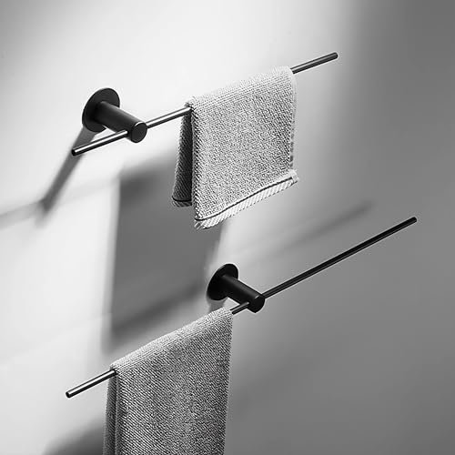 Toallero sin perforar, toallero Extensible, toallero Autoadhesivo, diseño Simple y a la Moda. (Negro, 40 cm)