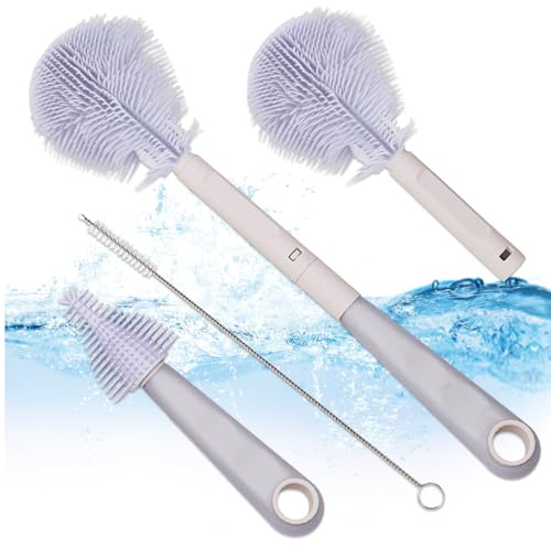 Brosse à Bouteille, goupillon Bouteille, goupillon en Silicone, Brosse Bouteille, idéal pour Nettoyer Les biberons, Les Bouteilles en Verre, Les gobelets Thermos et Les gobelets à Eau