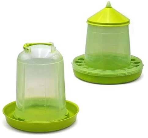 Stülptränke 5L + Futterautomat 4kg Set ohne Füße | Für Hühner, Geflügel, Küken, Robust, Leicht zu reinigen