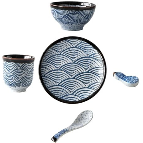 Amosfun Set Di Tazze Eleganti Stoviglie 1 Set Di Stoviglie Decorative Ciotola Per Zuppa Ciotola Per Riso Bacchette Cucchiai Tazza Da Tè Per Feste in Casa