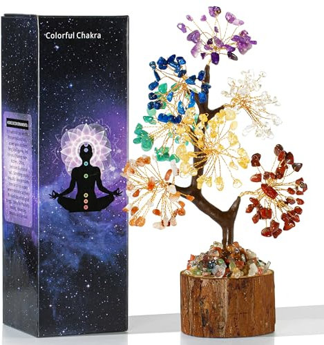 GUJOXILA 7 Chakra Crystal Tree of Life Healing Crystals Gift for Women Spiritual Chakra Crystal Tree Ornament Feng Shui Money Trees Meditation Reiki Gifts Office Desk Home Decor