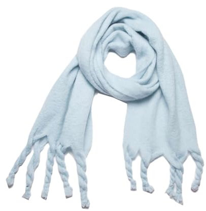 Lifup Damen Einfarbig Oversized Schal, Lange Winterschal Weicher Warmer Wraps Fransen Schal Warm Schal Hellblau