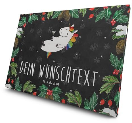 Mr. & Mrs. Panda Personalisierter Tee Adventskalender Einhorn Cocktail - Personalisierte Geschenke, Caipirinha, Sekt, Unicorn, Rum, Einhörner