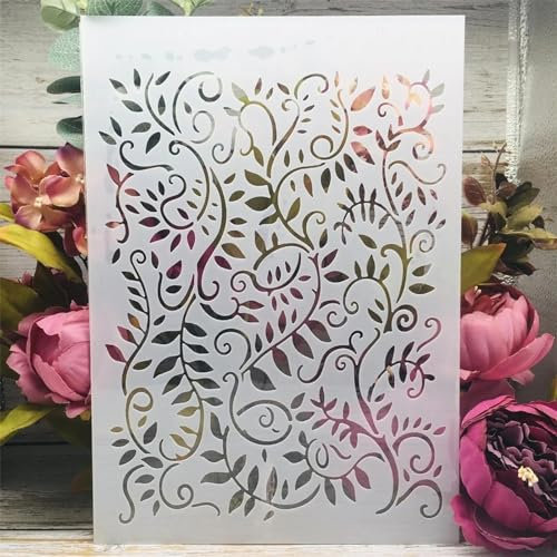 Plantillas de hiedra de hojas pequeñas A4 de 29 cm para pintar sobre madera, plantillas para manualidades, plantillas de pared, proyectos de arte para decoración del hogar