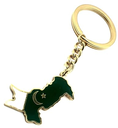 SNS Komponenter Pakistan pakistansk guldflagga landsflagga metall emalj nyckelring, flerfärgad, en storlek