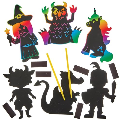 Baker Ross FN372 Welttag des Buches Scratch Art Magnete - 12er-Pack, Scratch Arts Magnete für Kinder, Lesematerial für Schulen