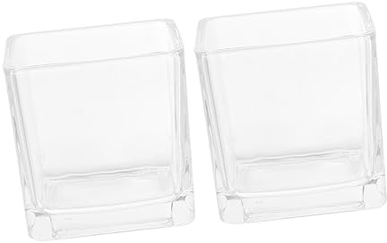EXAOMBLE 2piezas Contenedor De Vela Transparente De Vidrio Decorativos para Candelabro para Hogar y Decoración Romántica
