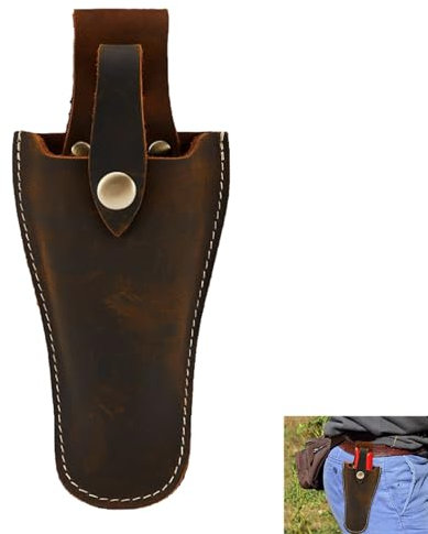 Secateurs Holster, Leather Sheath Pouch, Gardening Tool Holster, Heavy Duty Cowhide Tool Pouch with Belt Loop and Snap Closure – Gardening Tool Sheath Holder for Gardeners Farmers DIY & Outdoor Work