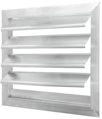PATIKIL 10x10 Inch Aluminum Vent Cover, Louver Shutter Exhaust Fan Louvered Vent Automatic Gravity Square Grill Self-Closing Vent Cover for Greenhouse Industrial Exhaust HVAC System