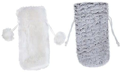 Cabilock 2pièces Housse de Bouteille Adorable pour Décoration de Table de Noël Lot de Blanc Gris