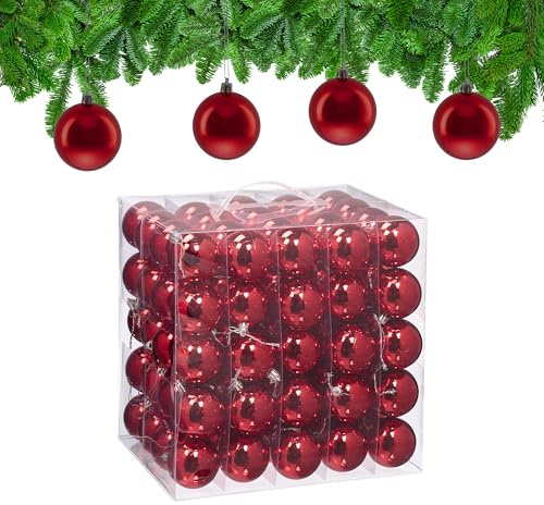 Relaxdays Weihnachtskugeln 100er Set, Weihnachtsdeko, glänzend, Christbaumkugel, Tannenbaumschmuck in ∅ 6 cm, Farbwahl | Christbaumkugel, Tannenbaumschmuck in ∅ 6 cm